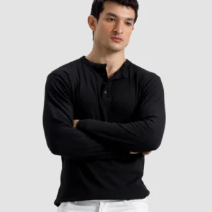 Waffle-Knit   Henley   T-shirt