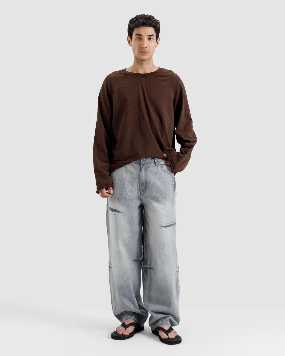 Washed Slub Textured Raglan T-shirt