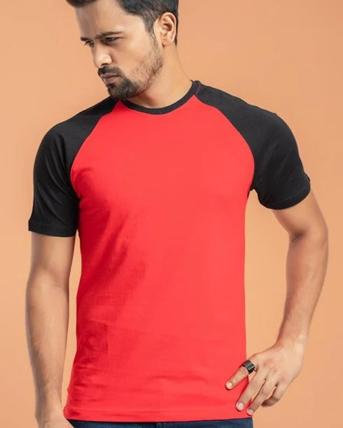 Red Black Raglan Half Sleeve Tshirt